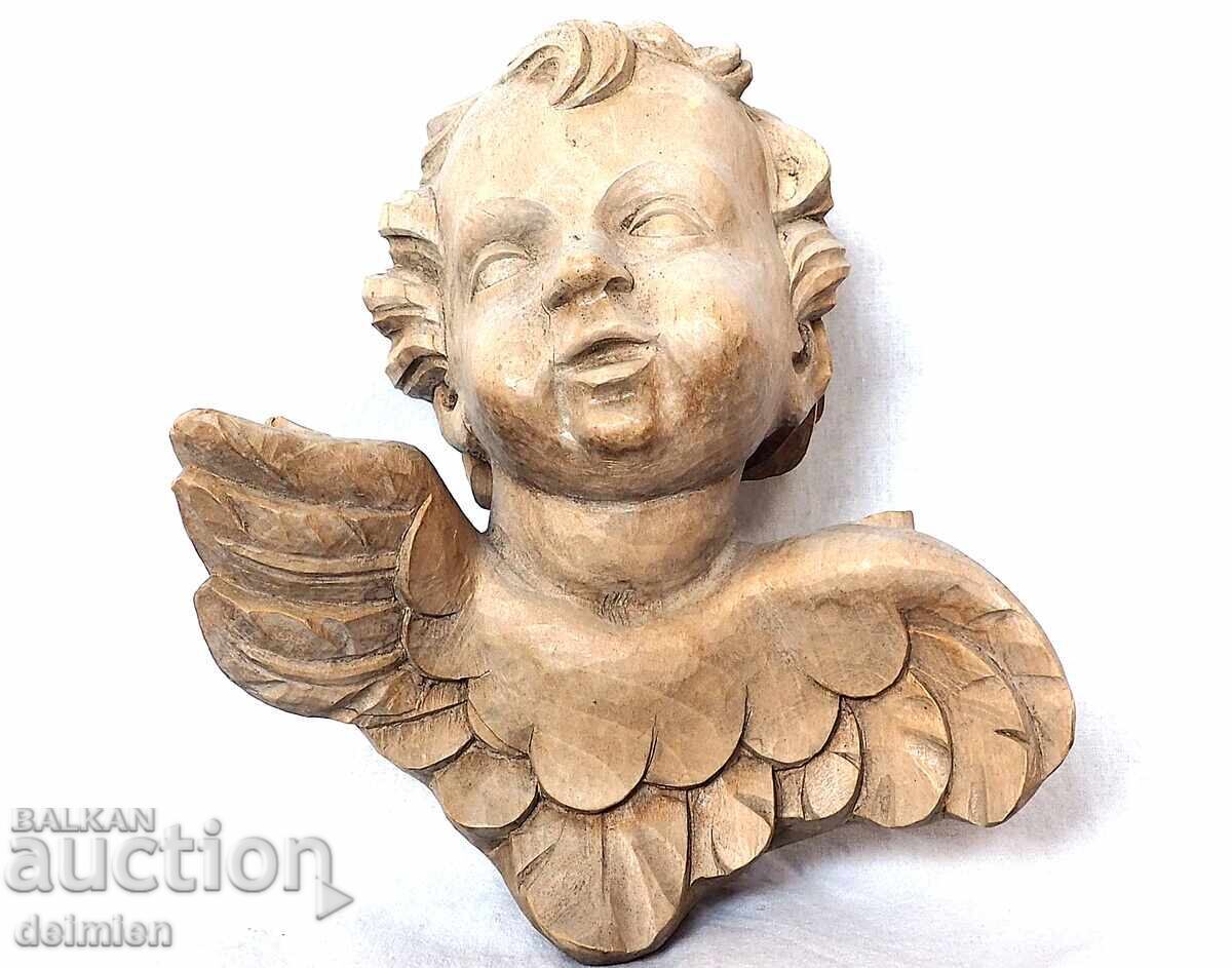 FIGURINĂ ANTICĂ DE AUTOR, RELIGIE, SCULPTURĂ ÎN LEMN, STATUETĂ ÎNGER cu preț € 45.00 | 88.01 BGN