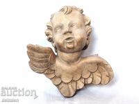 ANTIQUE ARTIST FIGURE RELIGION WOOD CARVING, SCULPTURE ANGEL