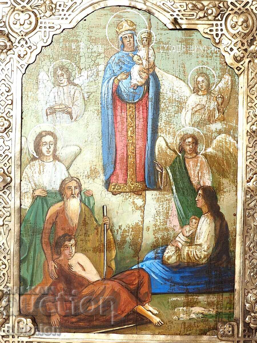 OLD ICON "JOY OF ALL WHO SORROW", HAND-PAINTED - 5