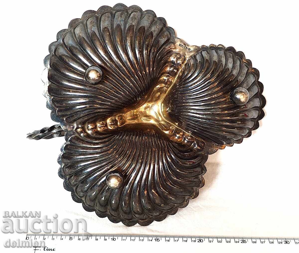 ANTIQUE SILVER-PLATED CANDY DISH SALAD BOWL FRUIT BOWL ENGLAND - 5