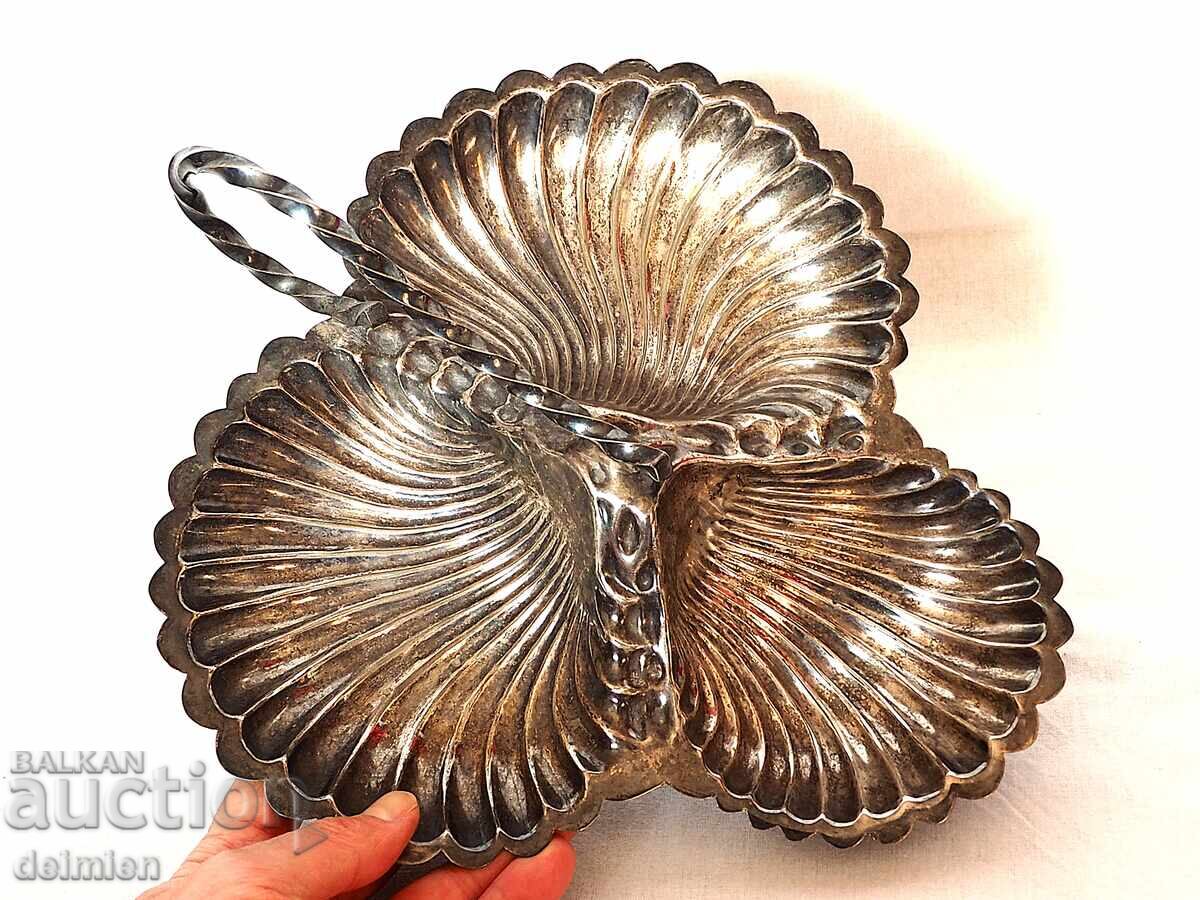 ANTIQUE SILVER-PLATED CANDY DISH SALAD BOWL FRUIT BOWL ENGLAND