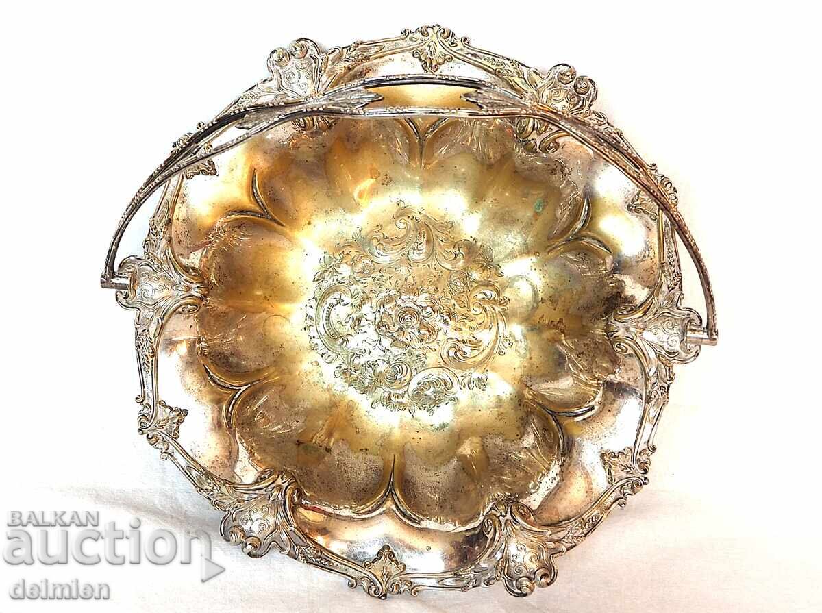 ANTIQUE SILVER-PLATED CANDY DISH SALAD BOWL FRUIT BOWL ENGLAND with price € 0.01 | 0.02 BGN