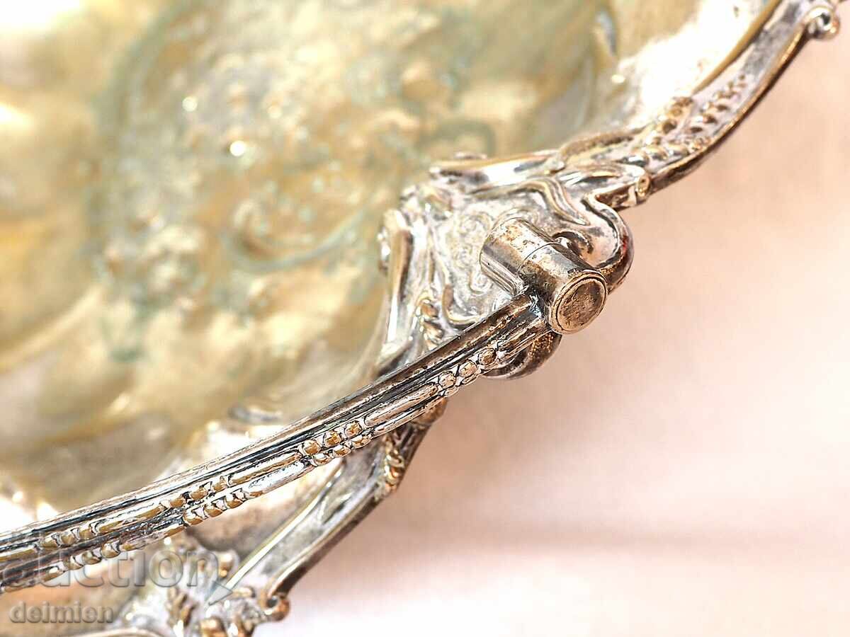 Delivery of ANTIQUE SILVER-PLATED CANDY DISH SALAD BOWL FRUIT BOWL ENGLAND