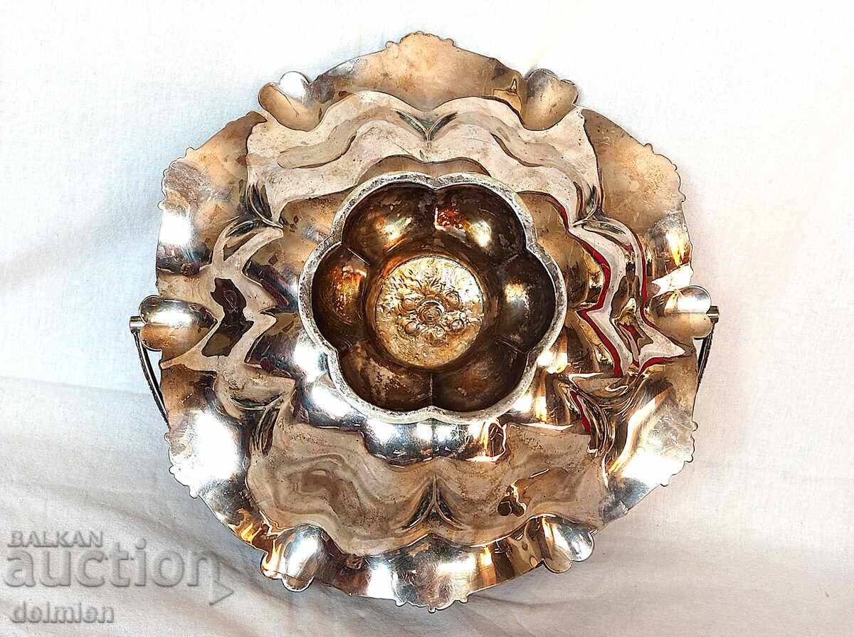 ANTIQUE SILVER-PLATED CANDY DISH SALAD BOWL FRUIT BOWL ENGLAND - 5