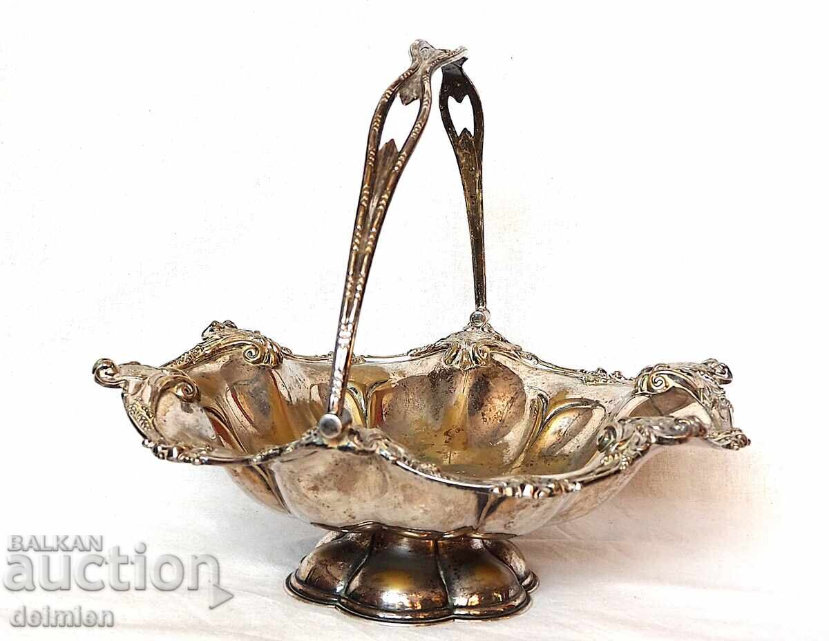 ANTIQUE SILVER-PLATED CANDY DISH SALAD BOWL FRUIT BOWL ENGLAND - 6