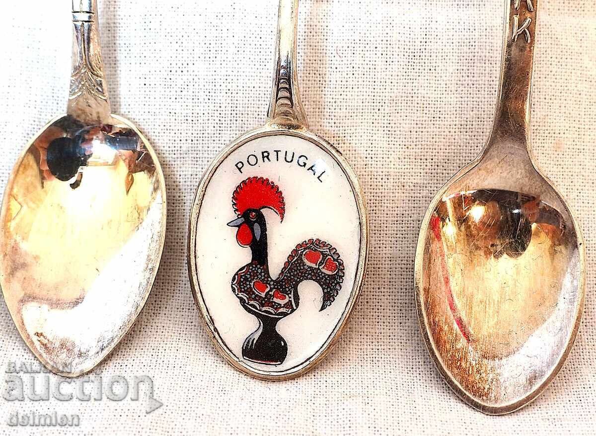 Delivery of 6 PIECES VINTAGE SILVER PLATED COFFEE TEA SPOONS ENAMEL, COLLECTION