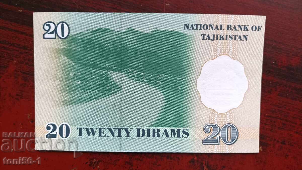 Таджикистан 20 дирам 1999 UNC с цена € 1.20 | 2.35 лв.