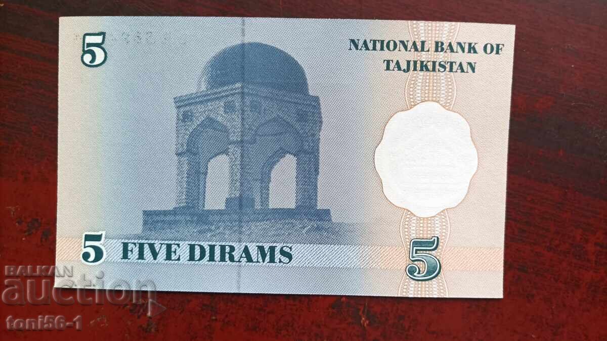 Tadjikistan 5 dirami 1999 UNC cu preț € 1.00 | 1.96 BGN