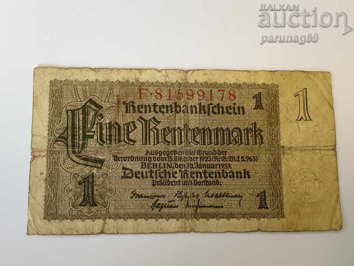 Германия 1 рент марка 1937 година серия F