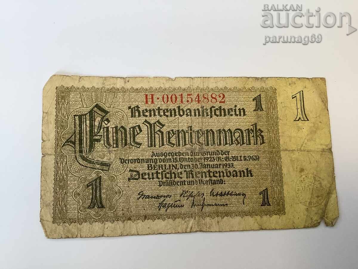 Германия 1 рент марка 1937 година серия H