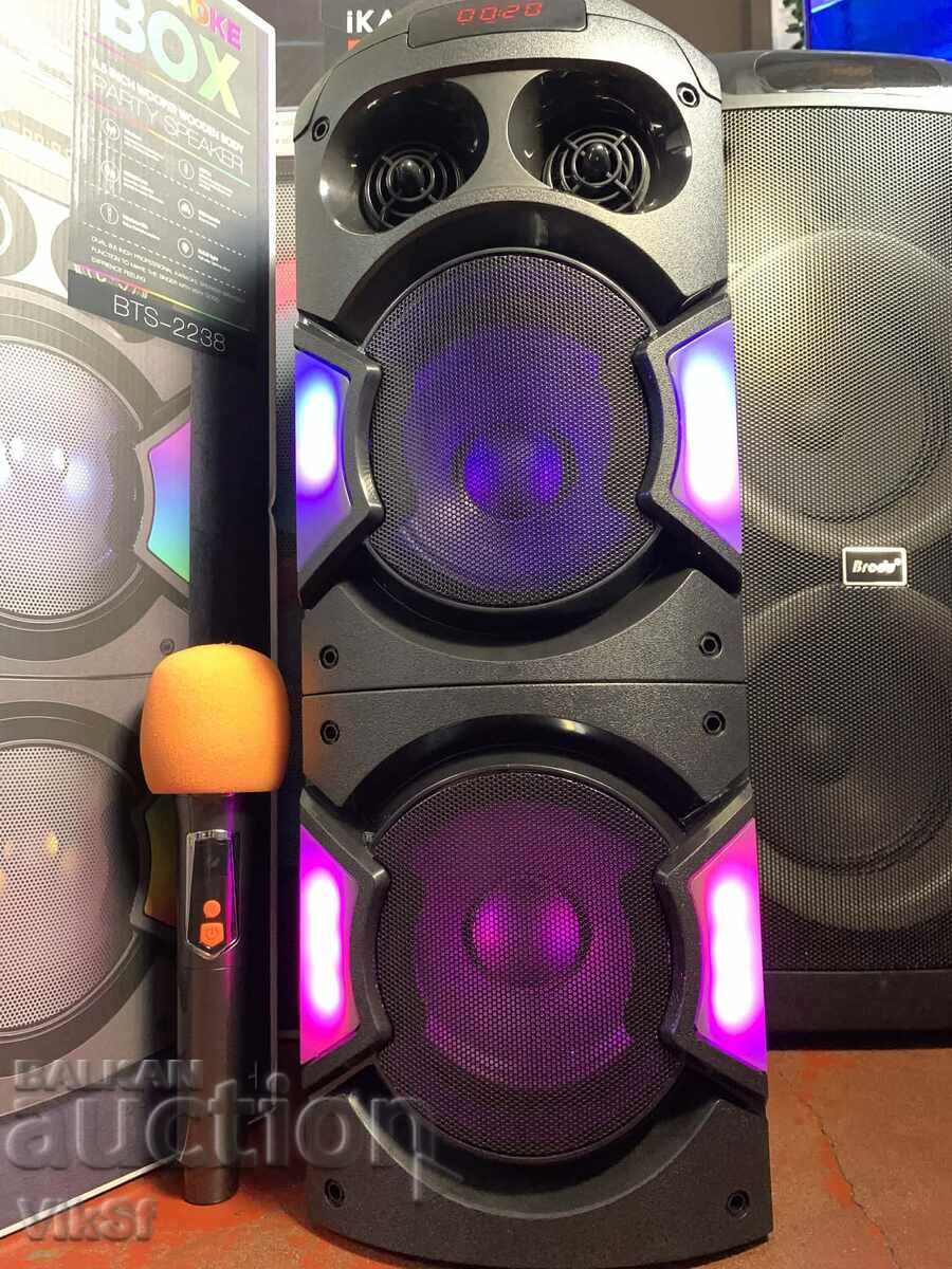 Δημοπρασία Διπλό ηχείο καραόκε BTS 2238 με Bluetooth 2x6.5" και μικρόφωνο