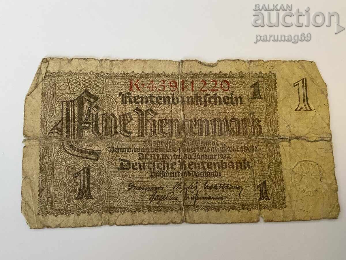 Германия 1 рент марка 1937 година серия K