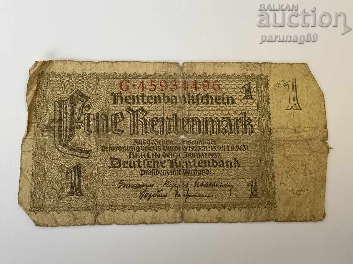 Германия 1 рент марка 1937 година серия G