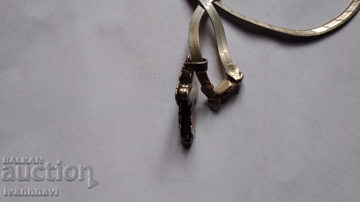 Cruce din argint cu lanț plat elegant și marcaje - 5 Cruce din argint cu lanț plat elegant și marcaje - 5