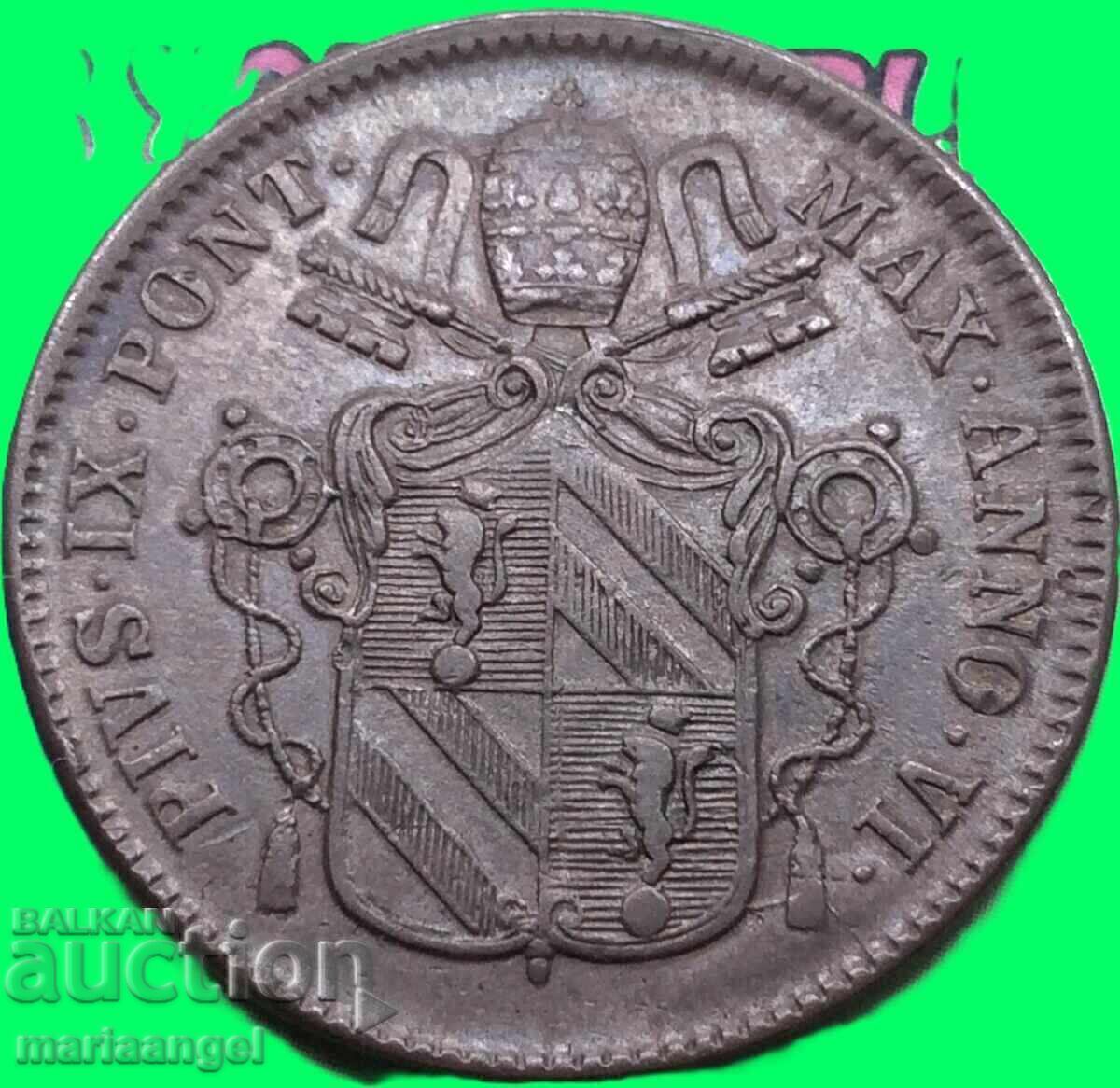 Licitație 1 baioc 1851 Vatican Grigore al XVI-lea bronz