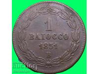 1 Baiocco 1851 Vatican Gregory XVI Bronze