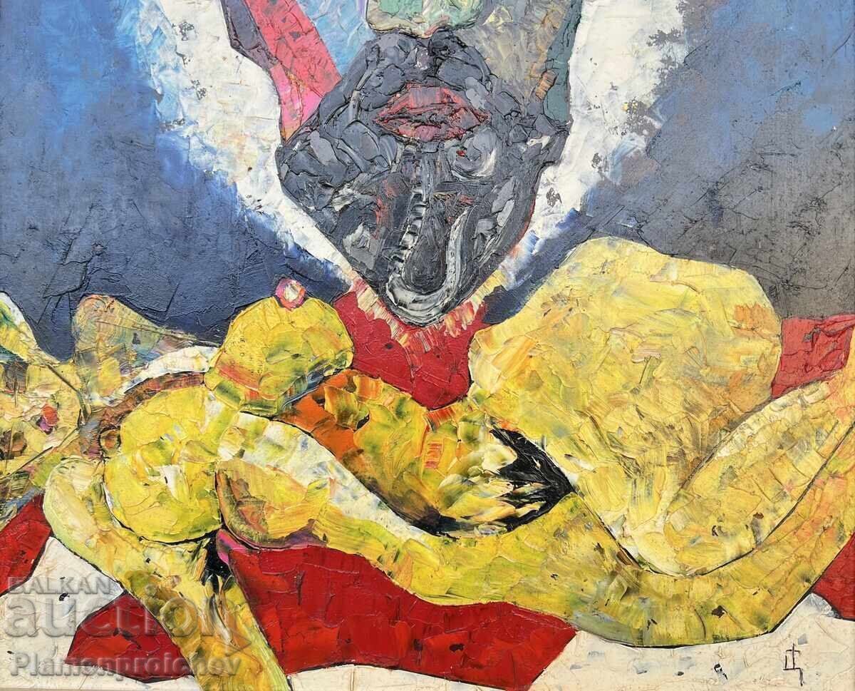 Delivery of SELF-PORTRAIT KOI PAINTING TSVYATKO TSVETKOV CHERVEN BRYAG SIGNED