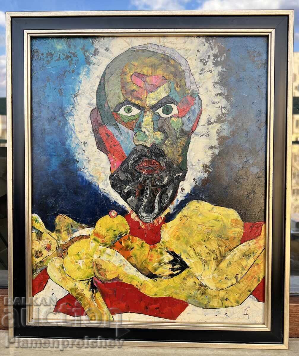 SELF-PORTRAIT KOI PAINTING TSVYATKO TSVETKOV CHERVEN BRYAG SIGNED