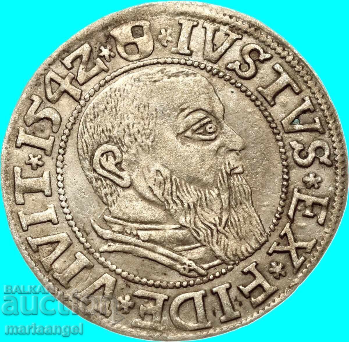 Аукцион 3 кройцера 1542 Грош Германия Прусия Албрехт фон Бранденбург