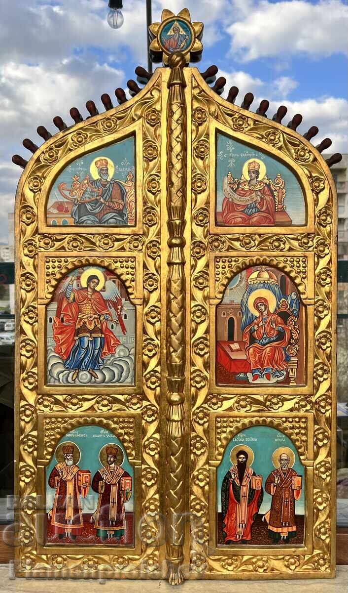 ОГРОМНА УНИКАТ ИКОНА СЪС ЗЛАТЕН ЛАВРАК МАЙСТОРСКА РАБОТА