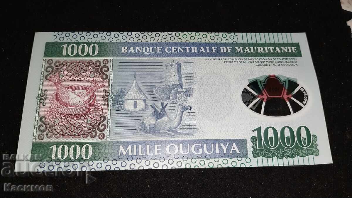 Auction  UNC. banknote from Mauritania 1000 Ouguiya 2014. UNC /c