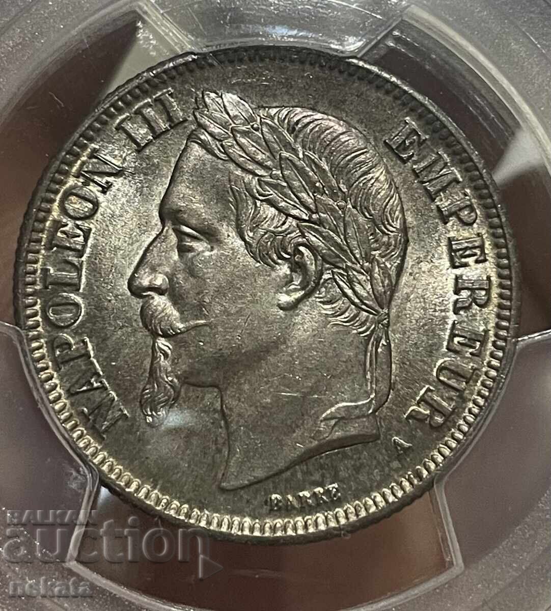 Franța, 2 Franci 1866 MS63 PCGS cu preț € 400.00 | 782.33 BGN Franța, 2 Franci 1866 MS63 PCGS cu preț € 400.00 | 782.33 BGN