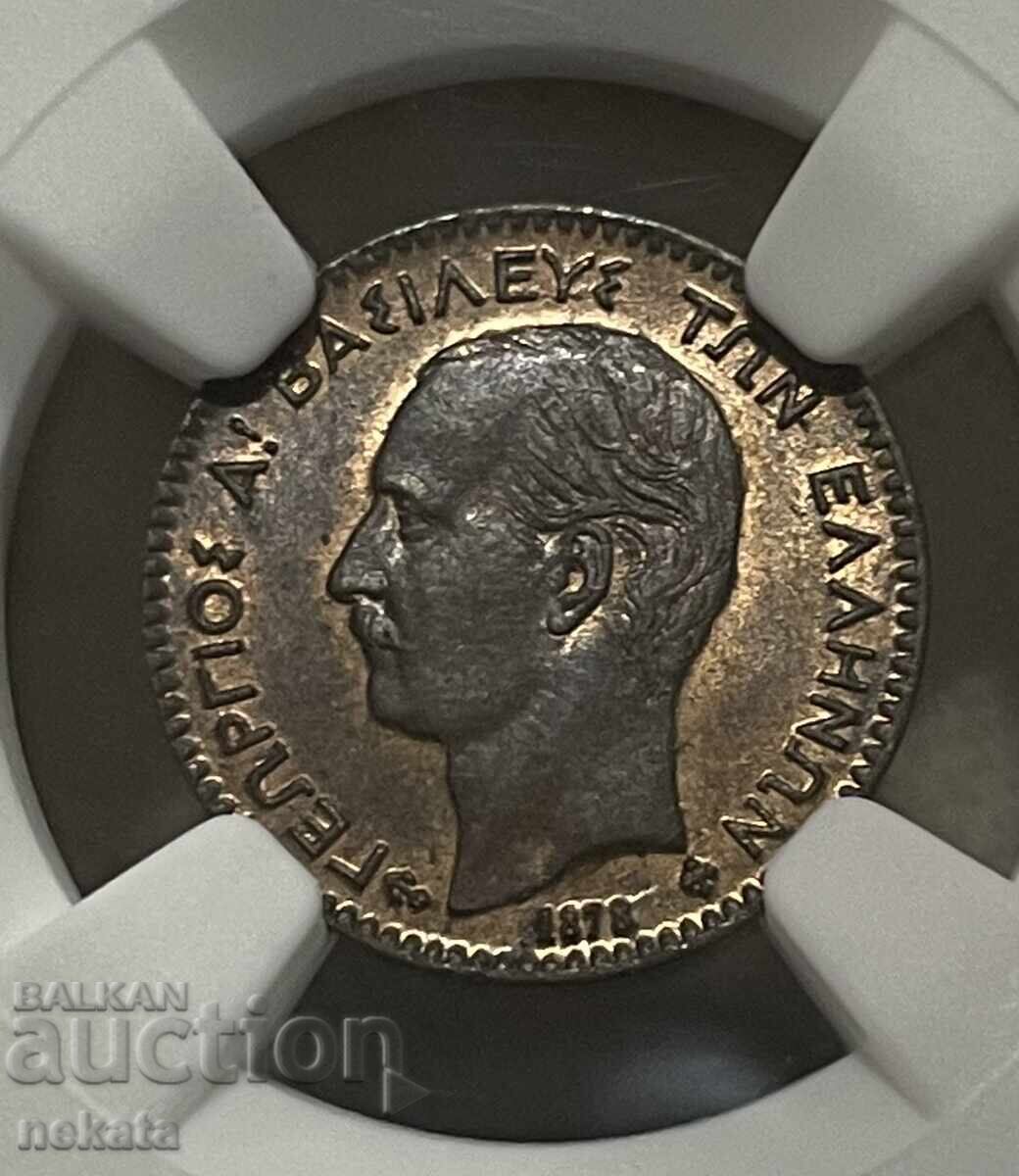 Licitație Grecia 1 lepta 1878 MS63BN NGC