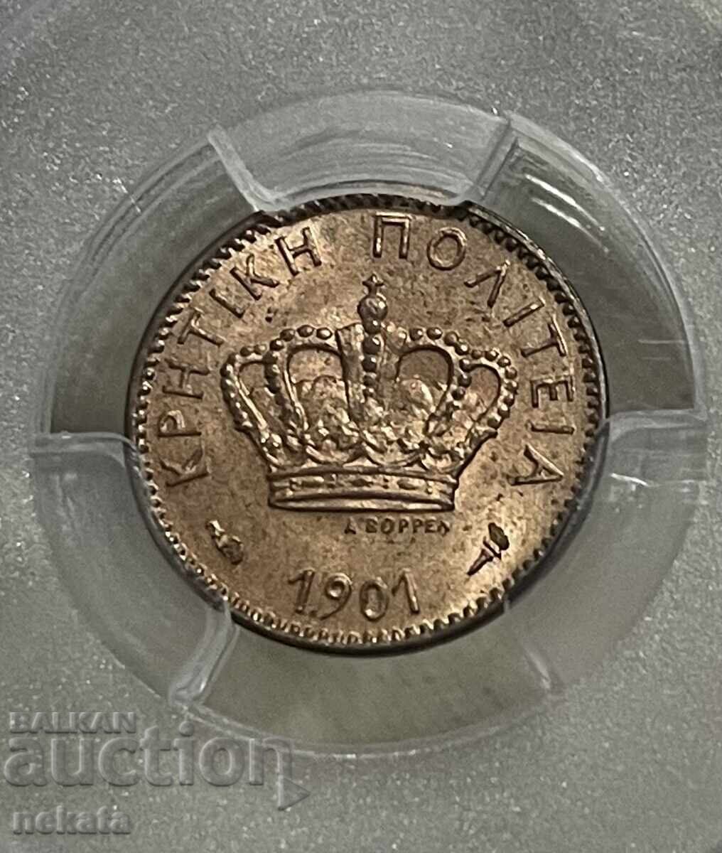 Licitație Creta 1 lepta, 1901 MS64RD PCGS