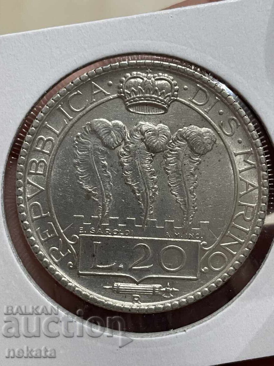Livrarea San Marino 20 lire, 1932. Rară