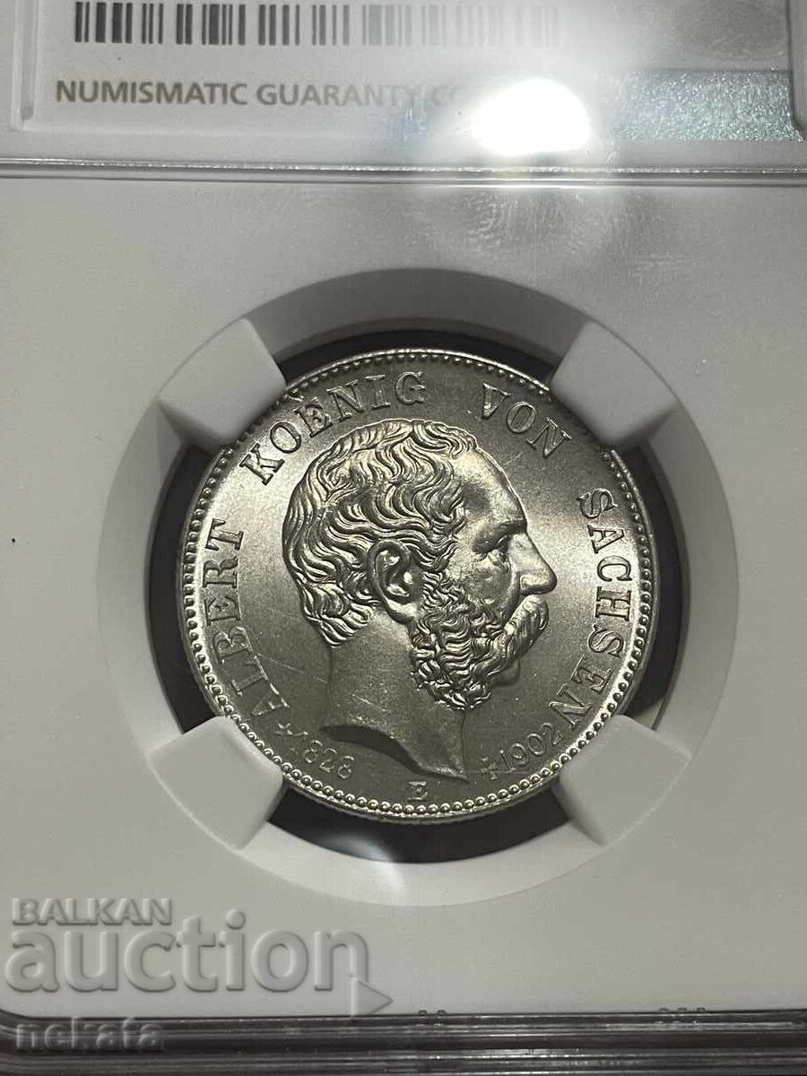 Γερμανική Αυτοκρατορία - Σαξονία, 2 μάρκα 1902 MS63 NGC με τιμή € 170.00 | 332.49 BGN