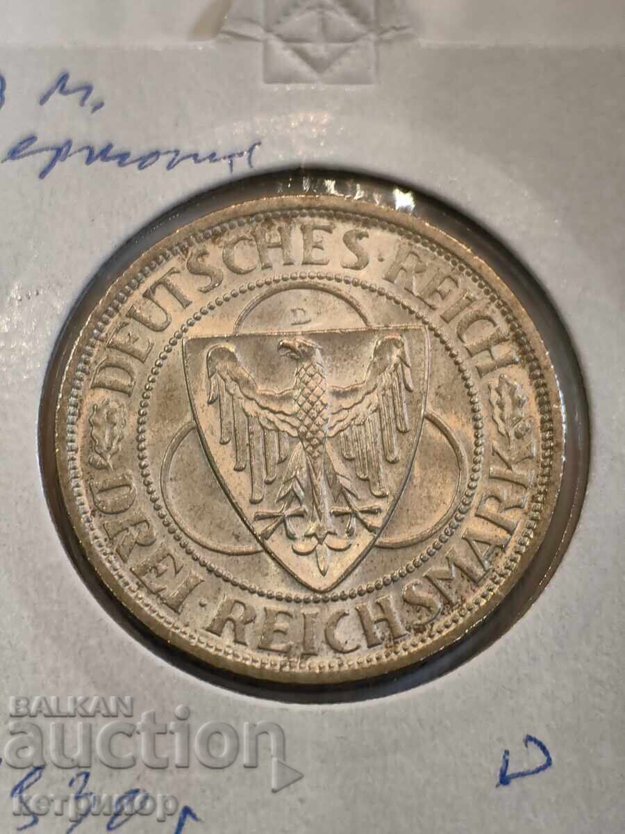 3 mărci 1930 D Germania argint Republica de la Weimar cu preț € 115.00 | 224.92 BGN