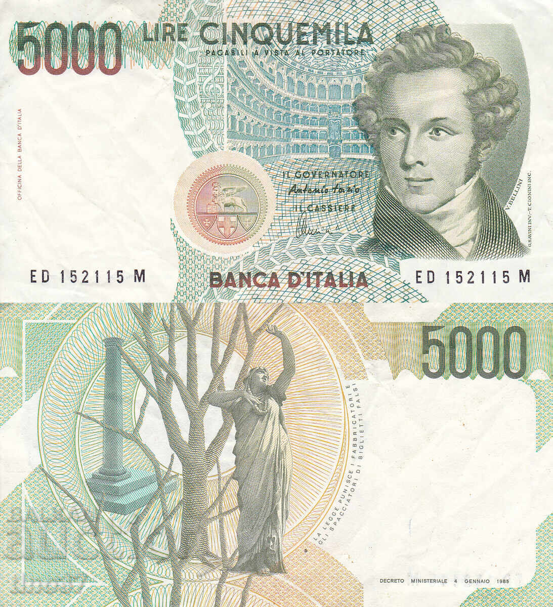 tino37- ITALY - 5000 LIRES - 1985 - VF