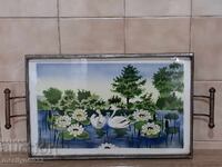 Old porcelain casserole dish platter