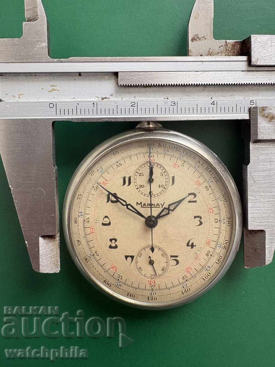Marnay Ceas de buzunar elvețian rar cu cronograf - 5