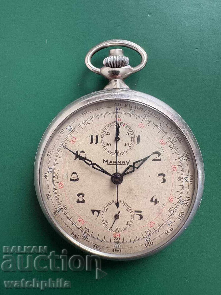 Marnay Ceas de buzunar elvețian rar cu cronograf