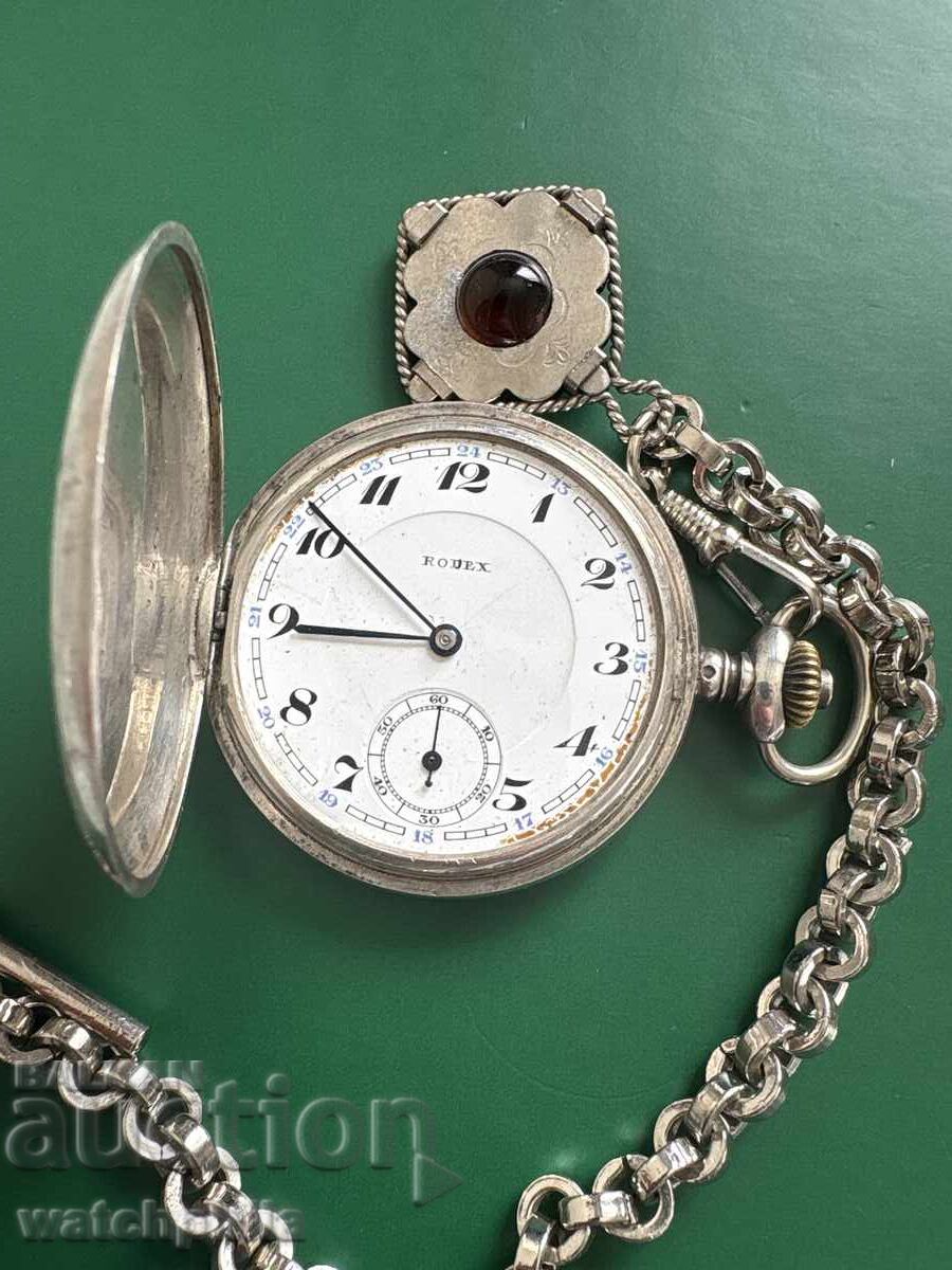 Rodex Σπάνιο ασημένιο ελβετικό ρολόι τσέπης. Λειτουργεί