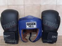 Γάντια του μποξ και προστατευτική μάσκα