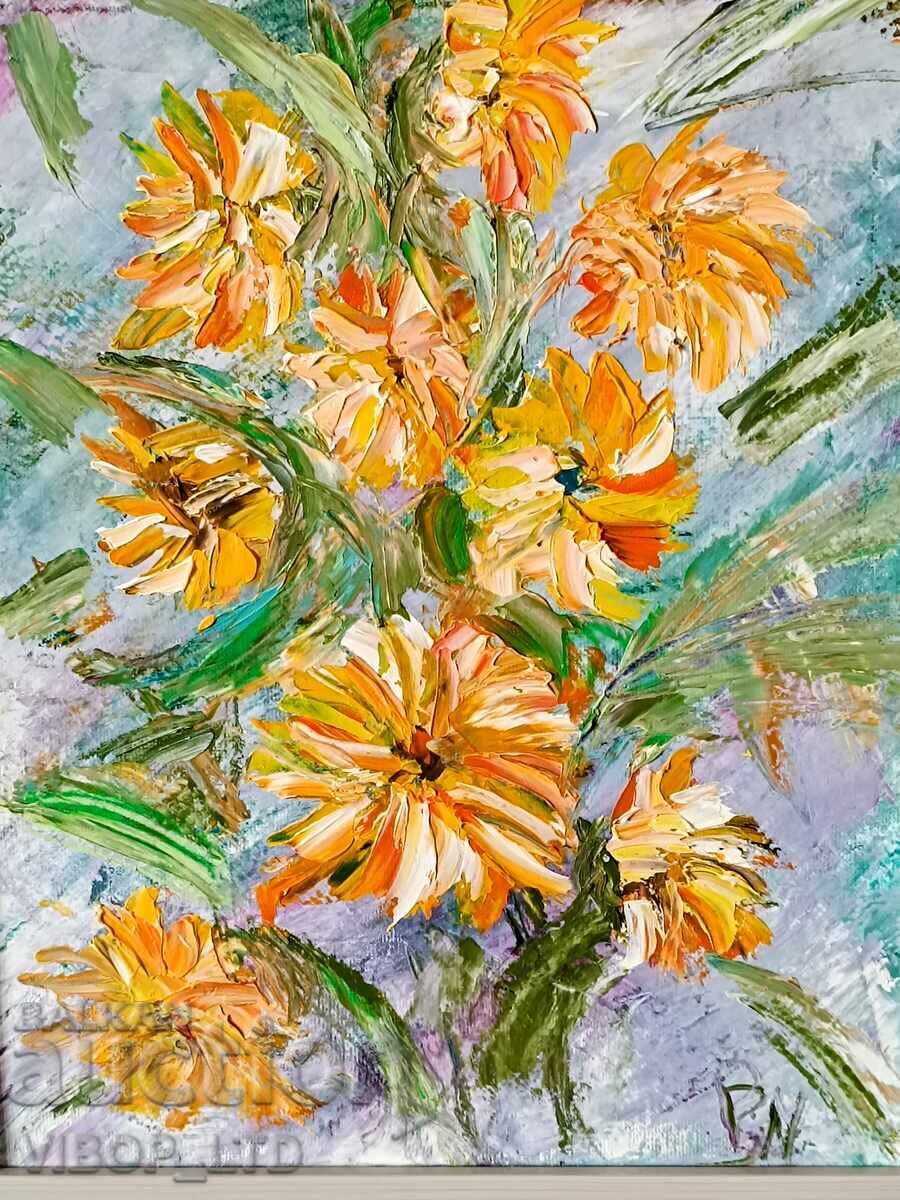 Ελαιογραφία "Ηλιοτρόπια" + δώρο ένα πρωτότυπο ποίημα με τιμή € 24.00 | 46.94 BGN