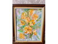 Pictură în ulei "Floarea-soarelui" + cadou o poezie de autor