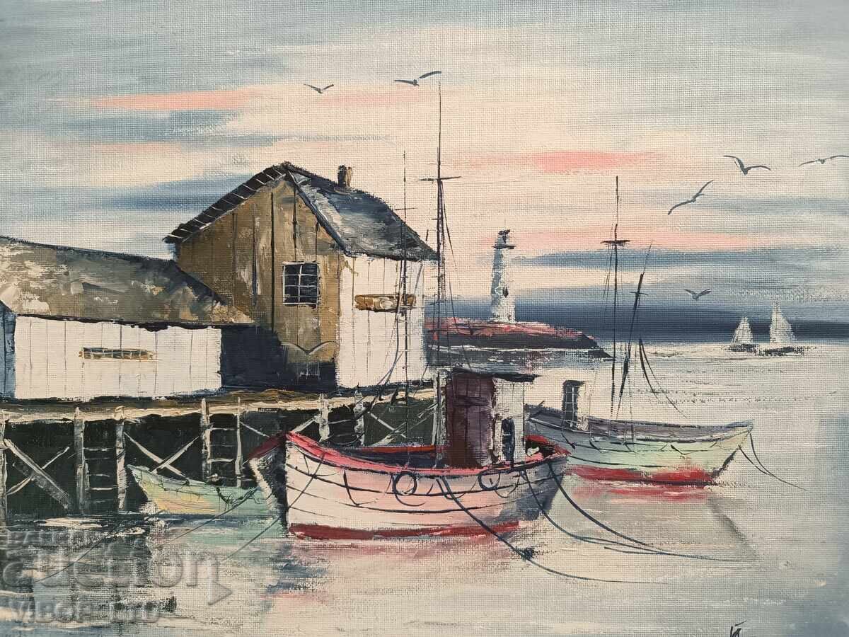 Licitație Pictură în ulei „Adăpost” + cadou o poezie de autor