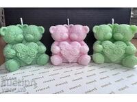 Αρκουδάκι με Καρδιά: 3 Αρωματικά κεριά από κερί σόγιας