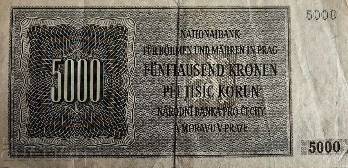 Licitație 1944 5000 KRON OCUPAȚIE GERMANĂ BOHEMIA MORAVIA