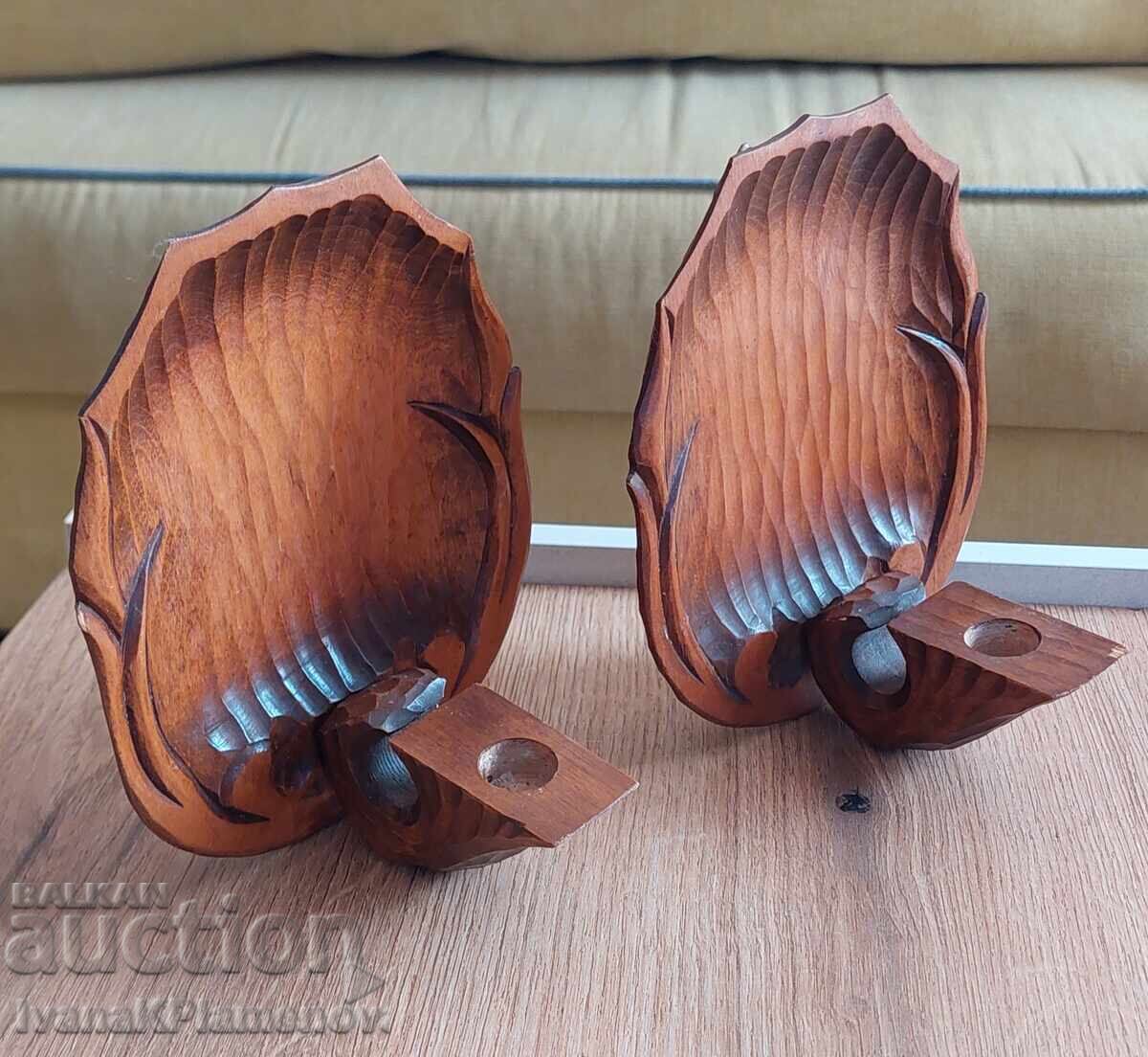 Χειροποίητα ξυλόγλυπτα κηροπήγια τοίχου Νορβηγίας σε τιμή ευκαιρίας