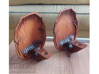 Wall candle holders wood carving Norway handmade for price
