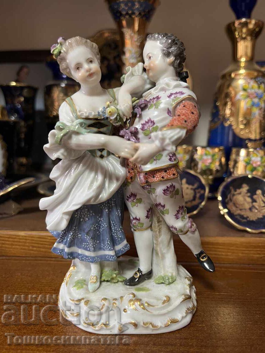 Стар Meissen-Танцуваща двойка по August Ringler