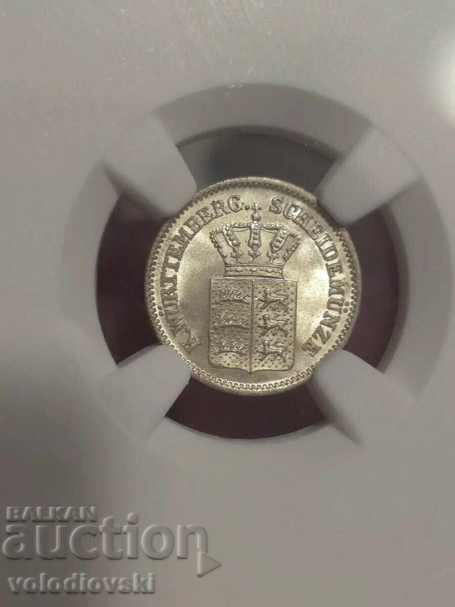 1 Kreuzer 1867 Württemberg NGC MS 66 Top Pop Raritate cu preț € 180.00 | 352.05 BGN