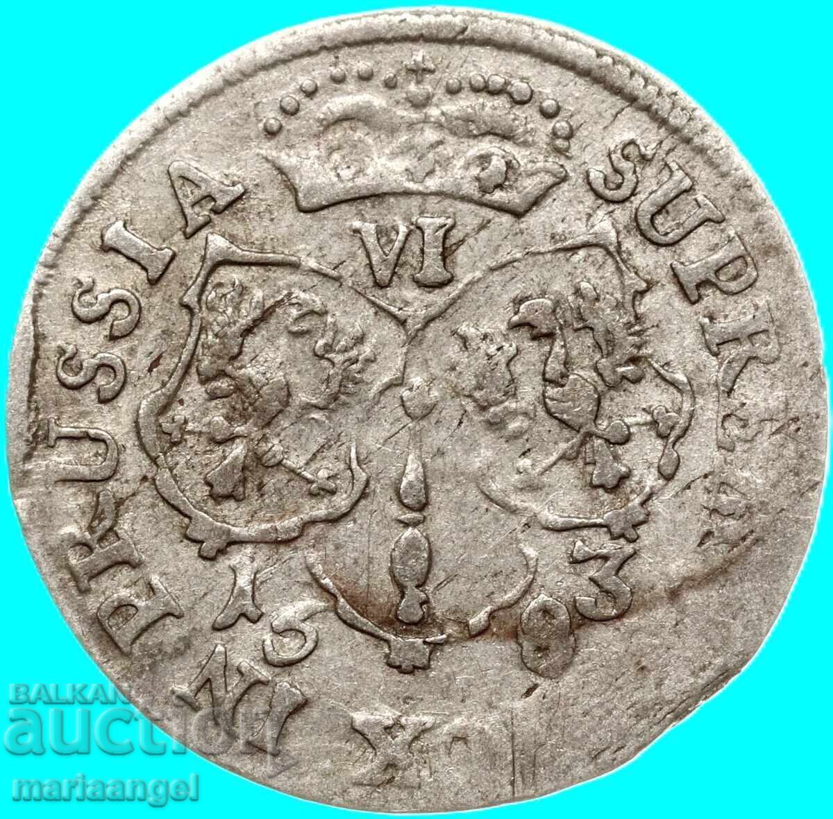 Доставка на 6 гроша 1683 Германия Прусия Кенигсберг сребро