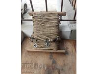 Veche frânghie militară de geniu din cânepă cu inele și carabiniere