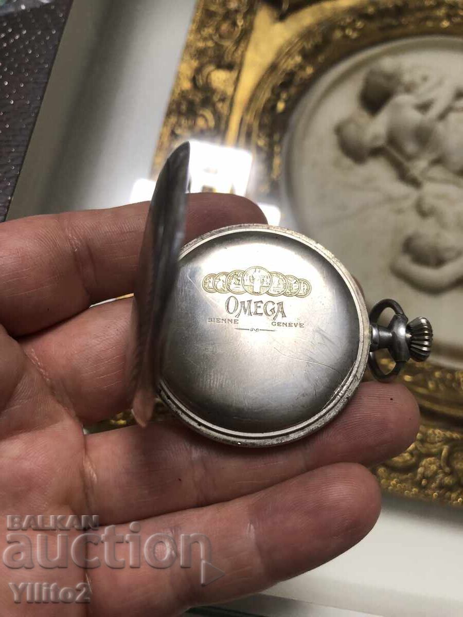 Ασημένιο ρολόι τσέπης Omega - 5