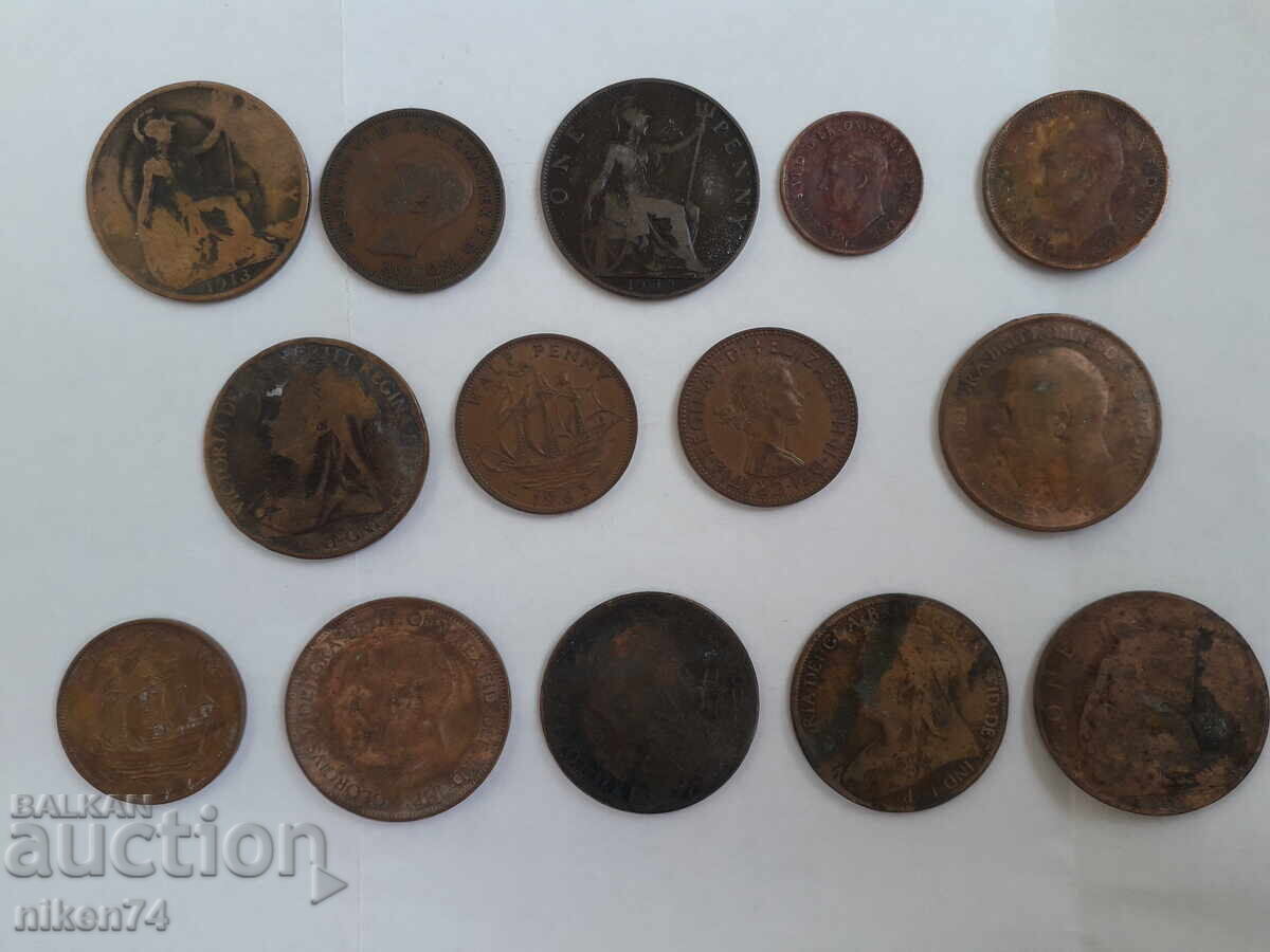 лот от 14 броя монети Великобритания